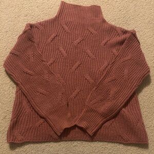 Women's Cowl Neck Sweater - Warm Rust